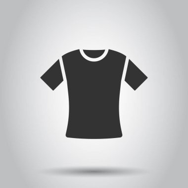 Tişört ikonu düz stil. Beyaz izole edilmiş arka planda günlük kıyafet vektör çizimi. Polo giyimi iş konsepti.