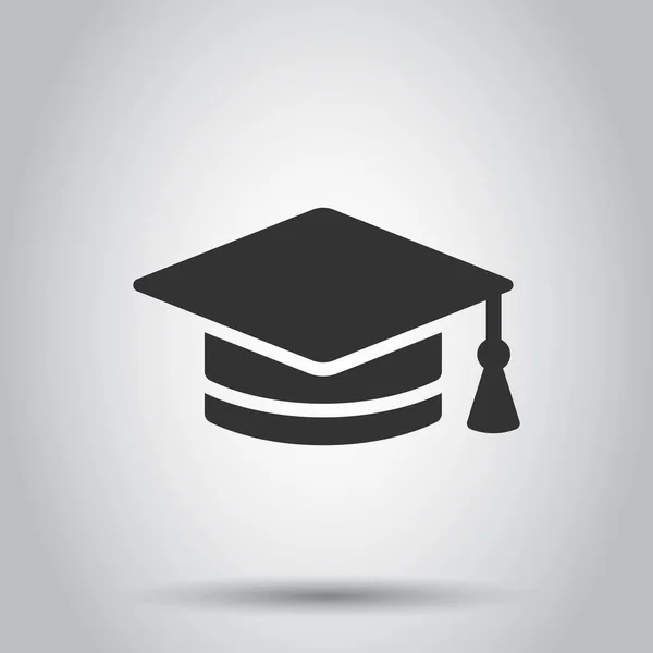 Icône Chapeau Graduation Dans Style Plat Illustration Vectorielle Casquette Étudiante — Image vectorielle