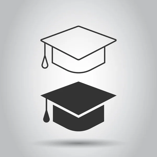 Icône Chapeau Graduation Dans Style Plat Illustration Vectorielle Casquette Étudiante — Image vectorielle