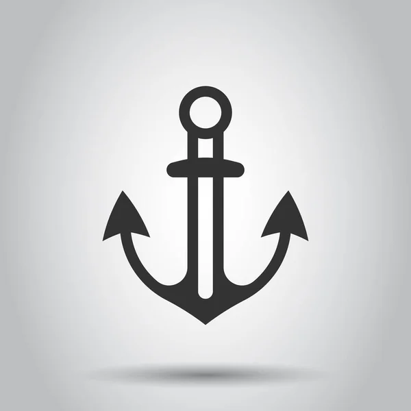 Bootsanker Symbol Flachen Stil Schiffshaken Vektor Illustration Auf Weißem Isoliertem — Stockvektor