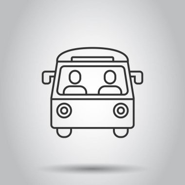 Otobüs simgesi düz stil. Beyaz izole edilmiş arka planda koç vektör çizimi. Otobus aracı iş konsepti.