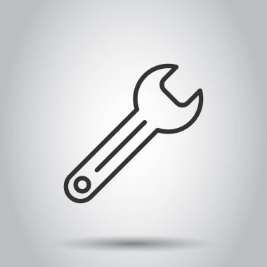 Düz stil anahtar simgesi. Beyaz izole edilmiş arka planda anahtar vektör çizimi. Tamir ekipmanı iş konsepti.