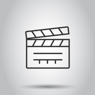 Düz stil bir film ikonu. Beyaz izole edilmiş arka planda film vektörü çizimi. Alkışlayıcı video iş konsepti.