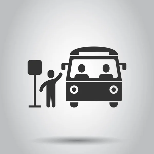 Icona Della Stazione Degli Autobus Stile Piatto Illustrazione Vettoriale Arresto — Vettoriale Stock