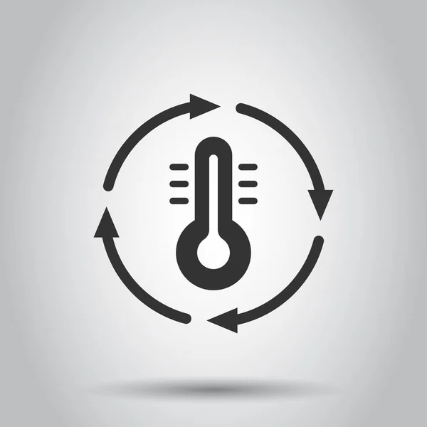 Thermometer Klimaatbeheersing Icoon Platte Stijl Meteorologische Balans Vector Illustratie Witte — Stockvector