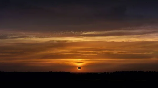 Eclipse Solar Fenómeno Científico Natural Eclipse Solar Total Com Efeito — Fotografia de Stock