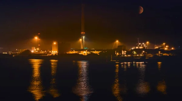 Vista Del Porto Merci Notte Vista Del Carico Nel Porto — Foto Stock