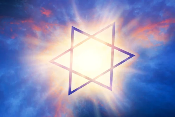 Blue Star David David Star Blue Sky Dramatic Nature Background — Stock Photo, Image