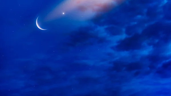 Moonlight Noční Pozadí Půlměsíce Mnoho Mraků Noční Obloze Noční Obloha — Stock fotografie