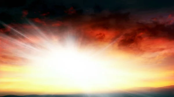 抽象的大爆炸 来自天空的光 宗教背景 美丽的云彩 背景天空在日落和黎明 — 图库照片