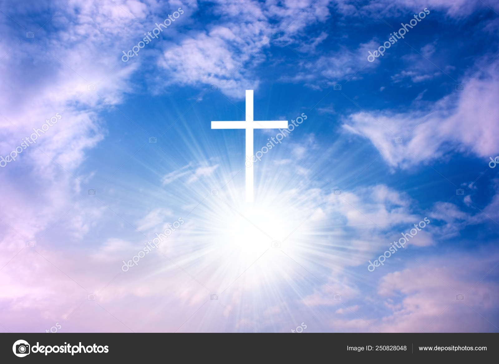 Heavenly Cross Symbol Shape Dramatic Nature Background Glowing Cross Stock Photo by ©yaalan 250828048