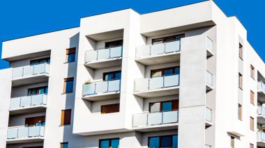 Modern daire bloğu. Modern apartman binaları dış mekanlar. Bina cephe-gayrimenkul dış 