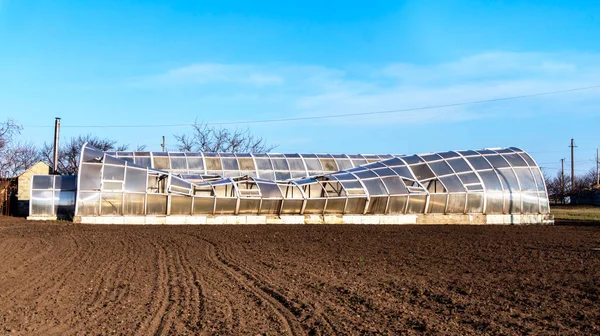 Exterior Broken Greenhouse Destroyed Greenhouses — Stock Photo, Image