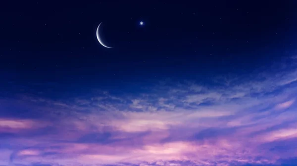 Light Sky Religion Background Sky Night Stars New Moon Ramadan — Stock Photo, Image