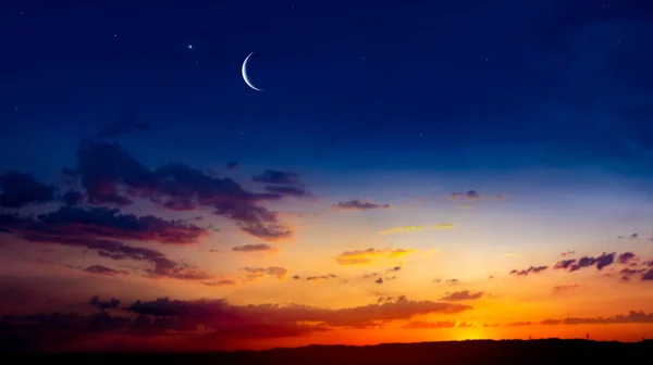 Light Sky Religion Background Sky Night Stars New Moon Ramadan — Stock Photo, Image