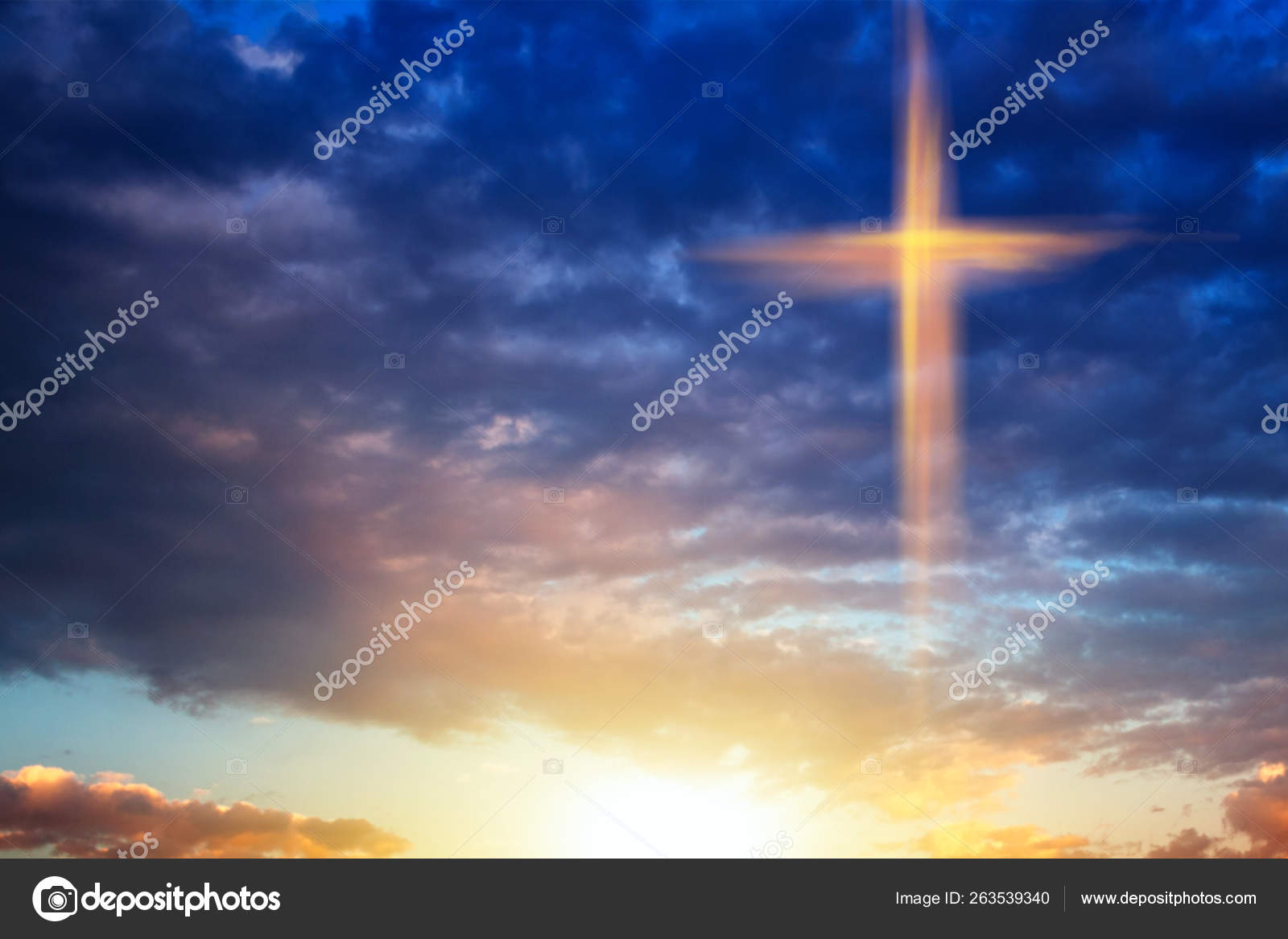 Religion Symbol Shape Dramatic Nature Background Glowing Cross Sky Happy —  Stock Photo © yaalan #263539340, image size:1600x1167