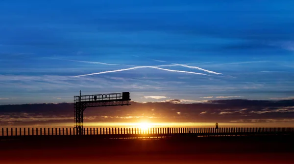 Strada Del Tramonto Vista Dal Ponte Tramonto — Foto Stock