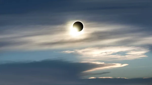 eclipse of the sun . cloudy landscape