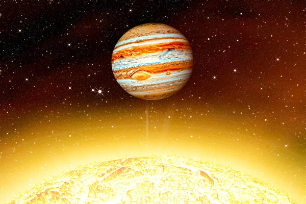 Planeta Júpiter Esta Imagen Elementos Proporcionados Por Nasa Estrella Sol — Foto de Stock