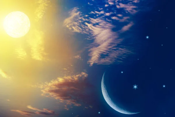 Romantic Moon Starry Night Clouds — Stock Photo, Image