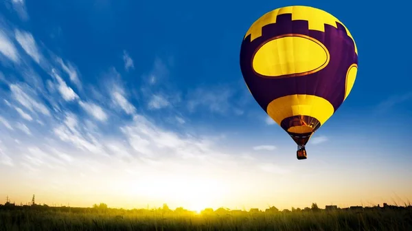 Hot Air Balloon Ride . Romance of the flight . Hot Air Balloon Ride . Hot air balloons flies in blue sky