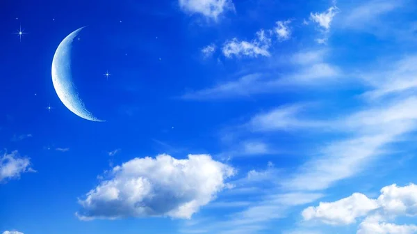 Mond Blauen Himmel Ramadan Hintergrund — Stockfoto