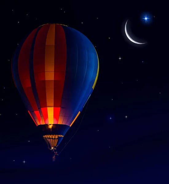 Hot Air Balloon Glow Star Sky Outer Space Tourist Nasa — Stock Photo, Image