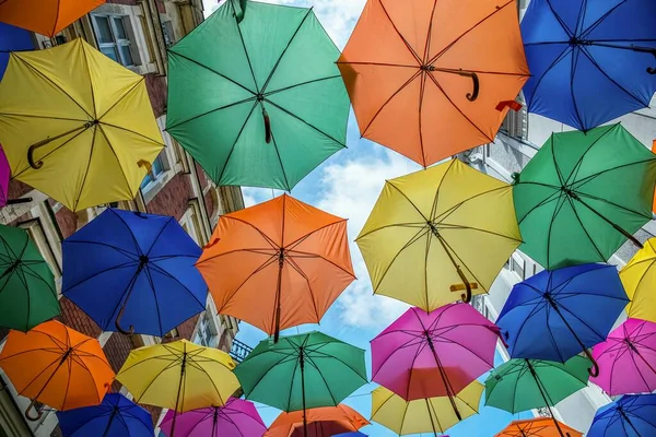 Beaucoup Parapluies Colorant Ciel — Photo