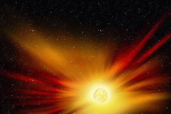 Ілюстрація Зображень Сонце Космосі Яскраве Світло Зірки — стокове фото