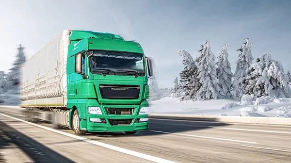a truck on the winter road, Logistics and transportation