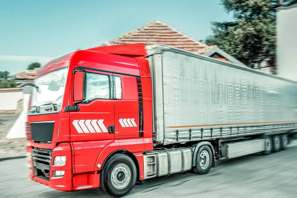 Bewegung Verschwommen Lastwagen Auf Autobahn Logistik Und Transport — Stockfoto