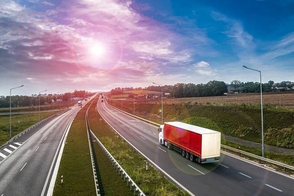 Camion Sulle Strade Europa Logistica Trasporti — Foto Stock