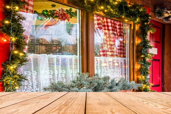 Fundo Natal Tradição Decorar Janelas Das Casas Para Natal — Fotografia de Stock