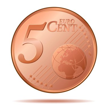 5 euro cent sikke vektör illüstrasyon