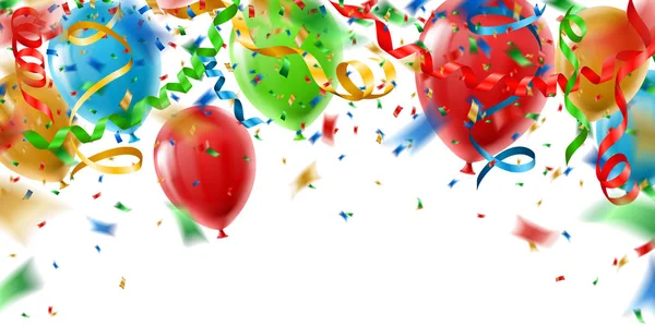 Colorful Celebration Background Balloons Streamers Confetti — Stock Vector