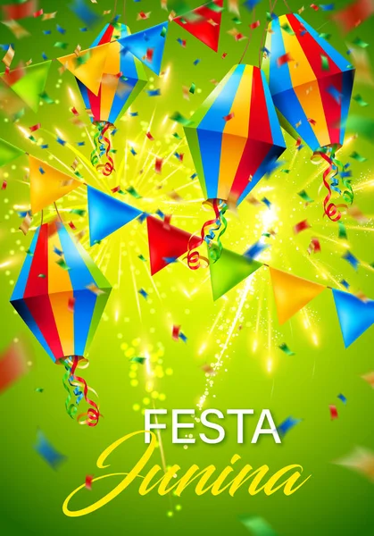 havai fişek ve konfeti ile festa junina arka plan illüstrasyon