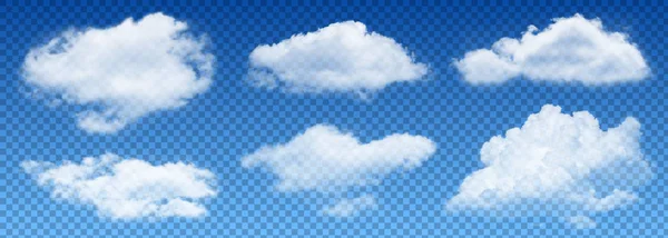 Conjunto Nubes Transparentes Vector Ilustración — Vector de stock