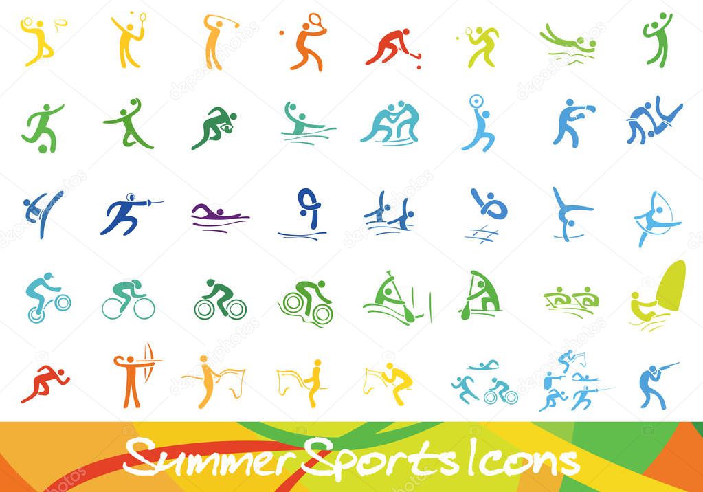 set of different summer sports icons