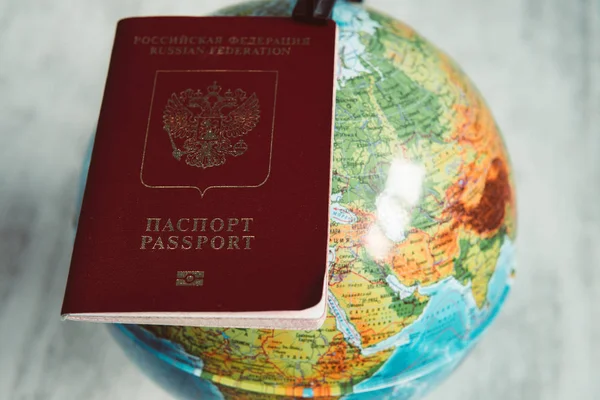 Паспорт Карта Паспорт Российской Федерации Находится Земном Шаре Концепция Путешествий — стоковое фото