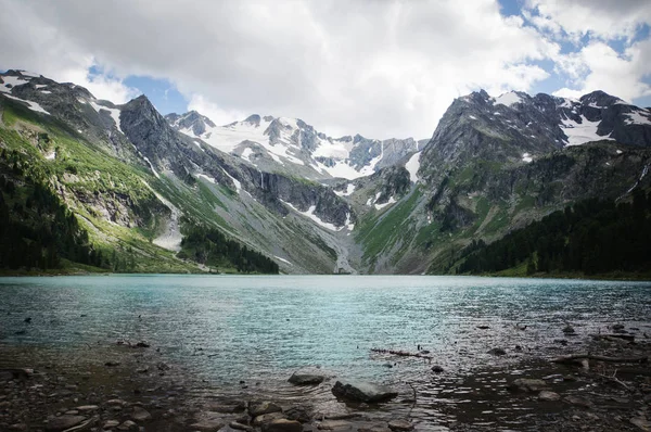 Beautiful Mountain Lake Turquoise Multinskoe Chita Clear Water Altai Republic — Stock Photo, Image