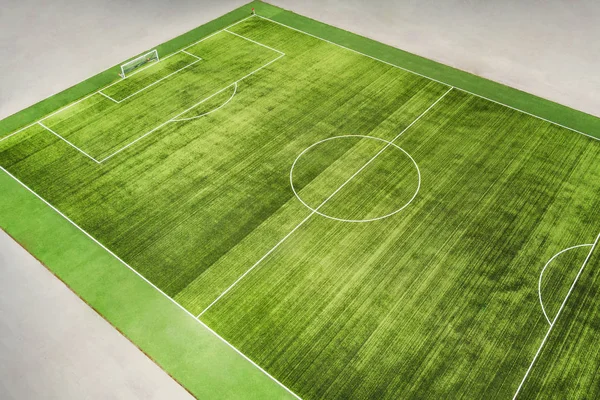 Real Soccer Field Lines Grass Top View Angle — Stock Photo, Image