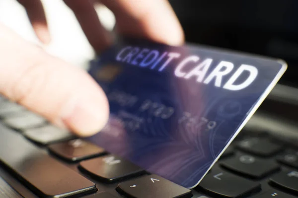 Teclado Con Botón Pago Tarjeta Crédito Concepto Pago Soy Autor —  Fotos de Stock