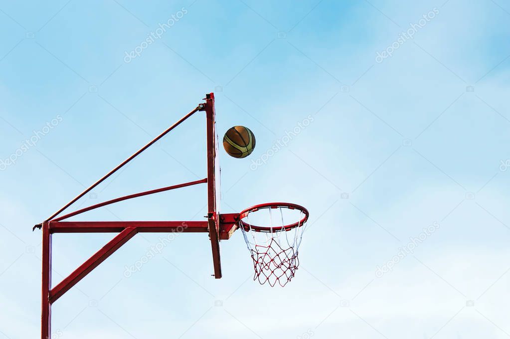 street basketball ball ring board against the sky