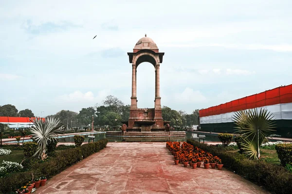 Índia Gate Memorial Delhi Índia Memorial Guerra Estrada Rajpath Dia — Fotografia de Stock