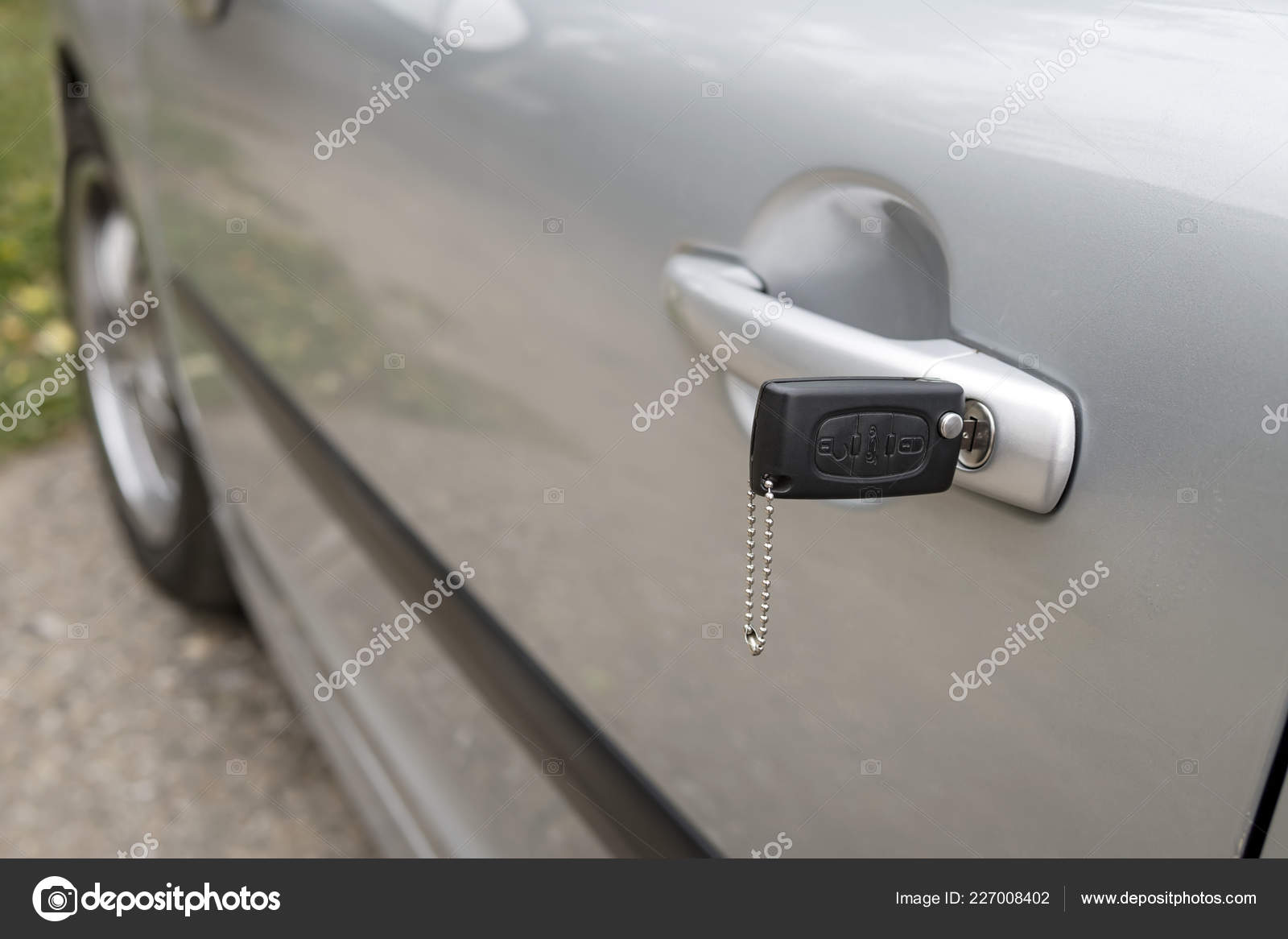 Inserted Key Car Door Outdoors Close Carbody Key Left Lock Stock