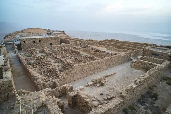 Die Ruinen Der Masada Vor Dem Hintergrund Des Toten Meeres — Stockfoto