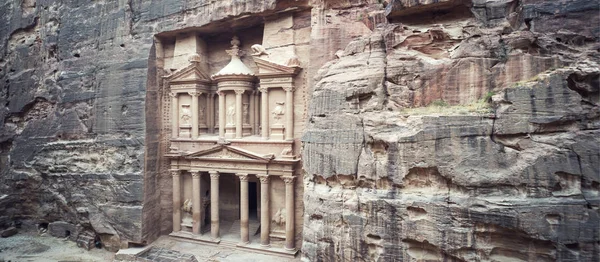 Antiguo Tesoro Petra Jordania Visto Desde Siq Vista Desde Parte — Foto de Stock