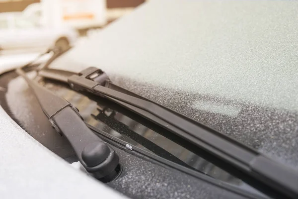 Car Janitor Froze Glass Car Low Temperature Problems Car Winter — Stock Photo, Image