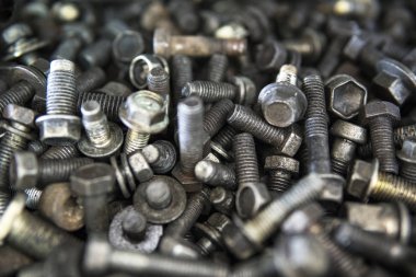 Metal cıvata, somun, vida ve contalar arka plan