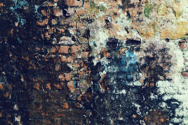 Grunge abandonado rachado tijolo estuque parede fundo — Fotografia de Stock